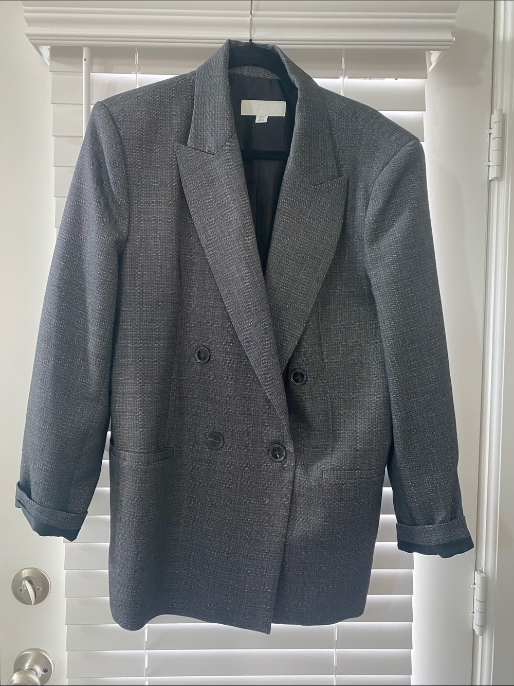 Zara Charcoal Gray Double-Breasted Women's Blazer